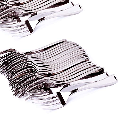 Simple Home Co. SimpleHomeCo. Premium Mini Plastic Forks for Appetizers - 500 Count 4 Inches - Stainless Steel Finished Silver Disposable - Perfect for Tastings and Desserts
