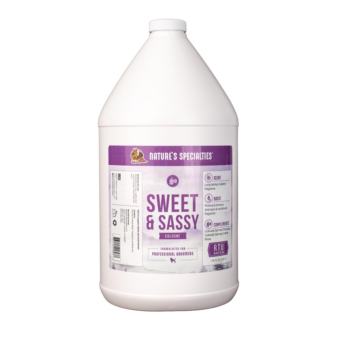 Nature's Specialties Sweet & Sassy Hunde Parfüm Spray - Süßer Maulbeer-Duftspray für Hunde - Langanhaltender Hundeparfüm-Spray - Ideal für die Anwendung nach dem Baden, 3.8L