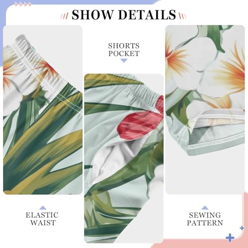 Pineapple Aloha Floral Boys Long Pants Soft Trousers Elastic Waist Kids Lounge Bottoms with Pockets S-XL4