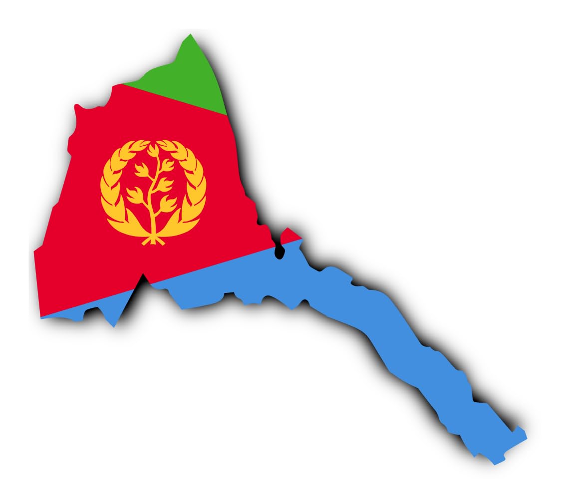 Havati Sticker 300 Mm, 1 Piece - Silhouette Flag / Flap Map - Eritrea - Er - For Car, Laptop And More