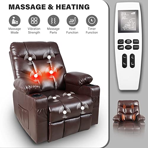 Iw I Wish Power Lift Recliner, Lift Chairs Recliners For Elderly, Recliner Chair, With Vibration Massage And Lumbar Heat, Side Pocket, Cup Holder For Living Room (Dark Brown-Pu) #TOP3