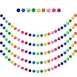 5 Pieces Colorful Pom Pom Ball Garland 6.5 Feet Long 24 Balls for Party Home Decoration