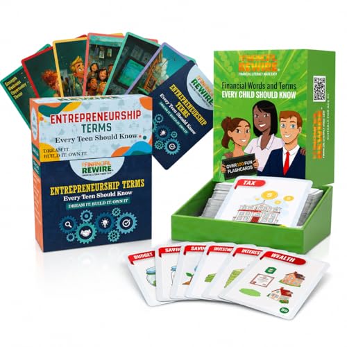 Financial Literacy & Entrepreneurship Flashcard Bundle for Kids & Teens | 162 Educational Cards + Digital Activity Book | Financial Rewire