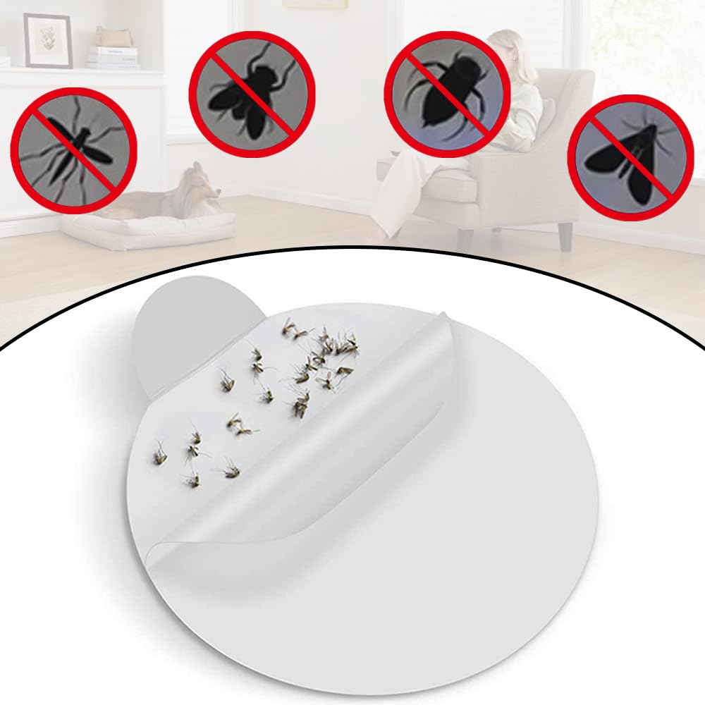 20 PCS Flea Trap Sticky Round Flea Trap Disc Odorless Flea Killer Sticky Disposable Fly Killer Paper for Flea Bed Bug Moths Mosquito - Image 4