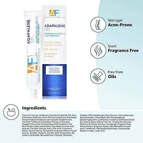 AcneFree Adapalene Gel 0.1%, Once-Daily Topical Retinoid Acne Treatment, Dermatologist Developed, Unclogs Pores and Clears Acne, Prevents and Improve Whiteheads and Blackheads, 1.6 Ounces - Thumbnail 6