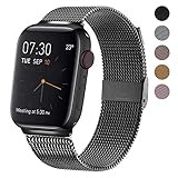 【Amplia Compatibilidad】La pulsera puede ser compatible con todas las correas del reloj de Series 1 2 3 4 5 de Apple Watch. Tiene dos tipos de tamaños opcionales: 38 mm 40 mm y 42 mm 44 mm, que es apto para todas las muñecas de 135-265 mm de circunferencia, puede ajustar fácilmente la anchura de la correa a través de tirar suavemente.