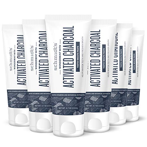 Schmidt's Toothpaste With Vitamins And Botanical Extracts, Wondermint With Activated Charcoal, Helps Whiten Teeth, Fluoride Free, 4.7 Ounce (Pack Of 6) #TOP12