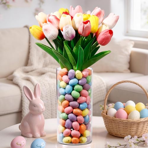 Image of ALFEVA Easter Decorations-Vase in Vase and Approx 100pcs Easter Eggs Filler, Vaseset Ready to Display,Spring Decorations for Home Table (No Flowers)