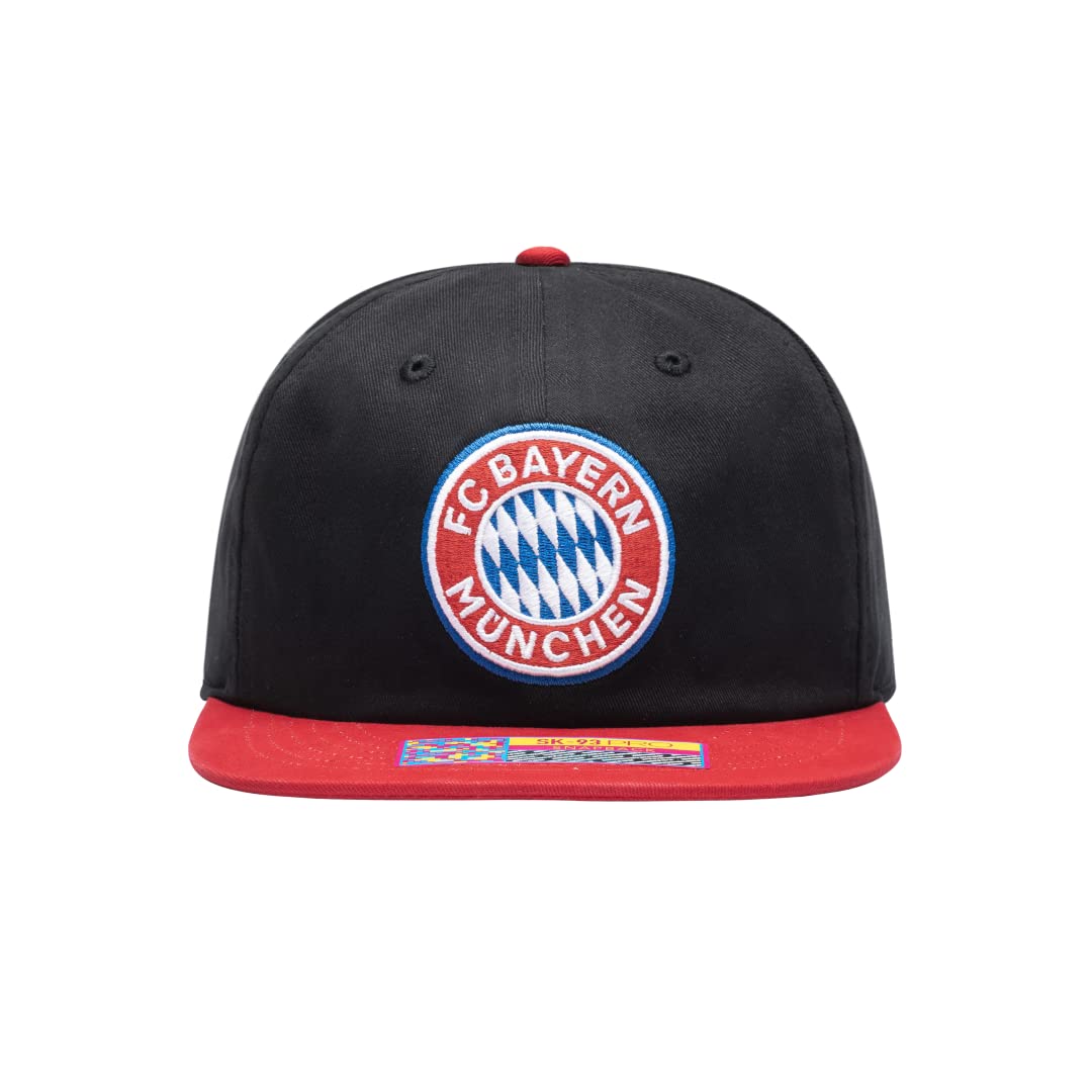 Bayern Munich 'Swingman' Adjustable Snapback Soccer Hat/Cap | Black/Red