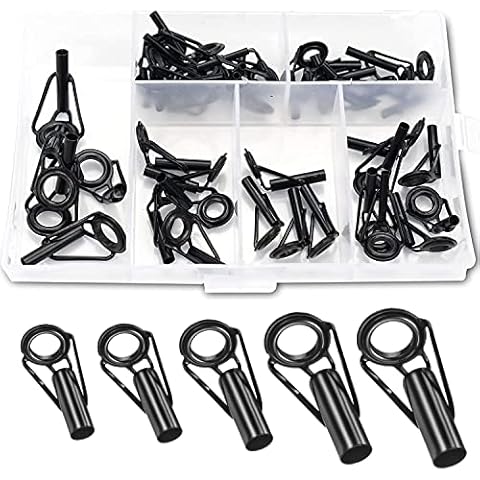 Rod Tip Repair Kit Fishing Rod Tips Replacement Kit Stainless Steel Ceramic Guides Ring Fishing Pole Eyelets Repair Kit Ceramic Micro Eyes Rings (40 Pcs) Cover