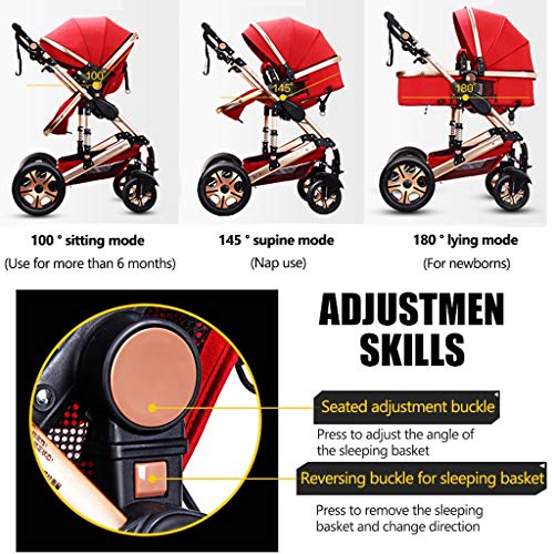 Reissysteem Kinderwagen Draagbare Baby Kinderwagen 3 In 1 Kinderwagen Kinderwagen, 5-punts harnas en hoge opbergmand - Afbeelding 7