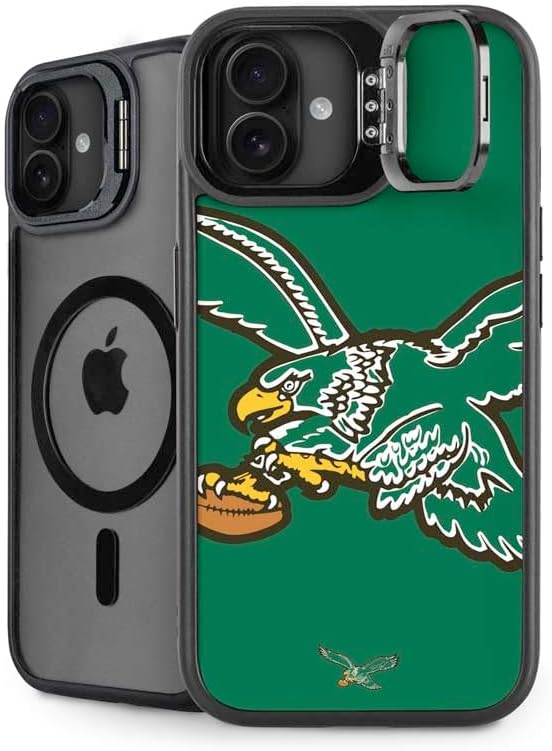 Skinit Kickstand Phone Case Compatible with iPhone 16 - Officially Licensed NFL Philadelphia Eagles Retro Logo Design