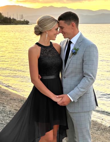 Image of Wedtrend Women's Semi Formal Dresses Halter Bridesmaid Dresses Wedding Guest Dress High Low Prom Dress