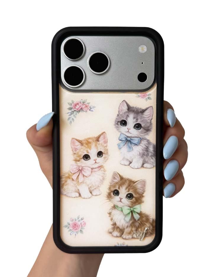 Image of Wildflower Cases - Compatible with iPhone 16 Pro Max | Protective Black Bumper, 6.5ft Drop Test Certified, Women Owned Small Business | Vintage Kittens