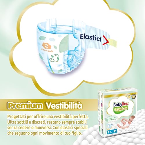 Babylino Premium, Pannolini Neonato Taglia 2 Con Filtrante Ultra Soft, Mini (3-6Kg), 64 Unità - 3