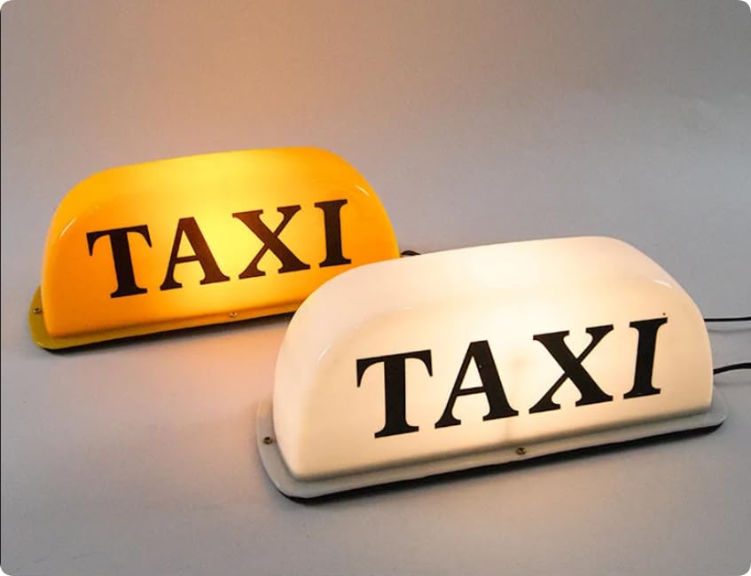 Sign Cab Lights Taxi Roof Top Sign Waterproof Magnetic Good Brightness Energy Saving Universal Cab Roof LED Lamp Light Signal Sign Car Supplies 12V (White, M:10 * 3.66 * 3.74 inch)