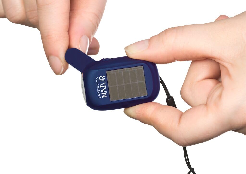 moses. Expedition Natur Mini Dynamo solarna latarka dla dzieci, latarka akumulatorowa z korbą ręczną i panelem słonecznym, z 3 jasnymi diodami LED i paskiem na rękę