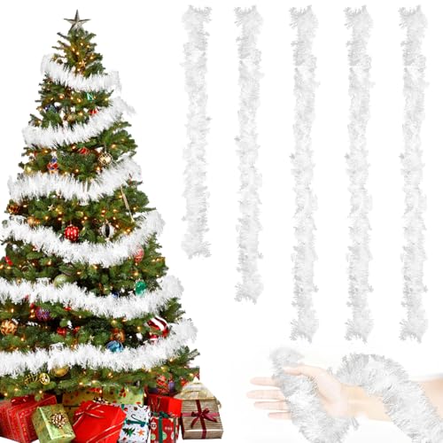 20M/Pack of 10 Lametta Weihnachtsbaum, Lametta Weiß Girlande...