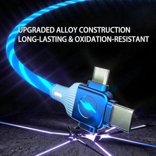 Image of 6 Combinations Multi Ports USB Charger Cable USB A /USBC to Micro USB /Type C PD Fast Charging Cord Light Up LED Starry Current to be a Night Light Compatible with Most of devices-39 inches Blue.