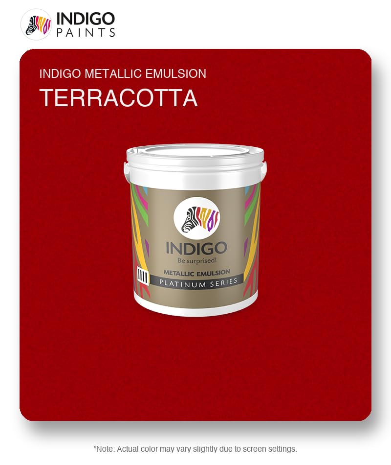 Image of Indigo Metallic Emulsion Platinum Series - Sparkling Metallic Texture Wall Paint | Water-Based | Anti-Fungal & Algae Resistant | Interior & Exterior Use | 4 L Terracotta