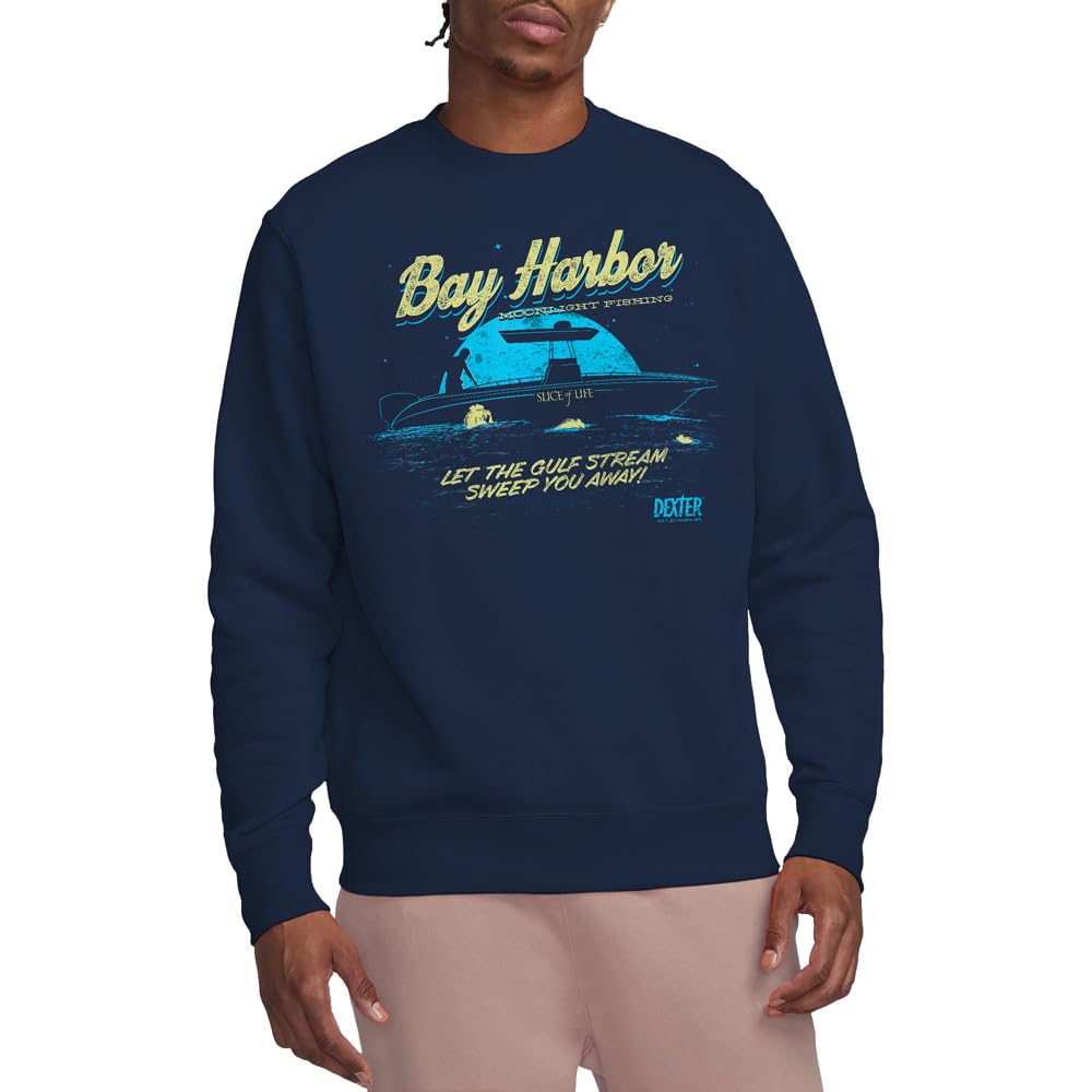 Dexter Moonlight Fishing Crew Sweatshirt, Navy, Large