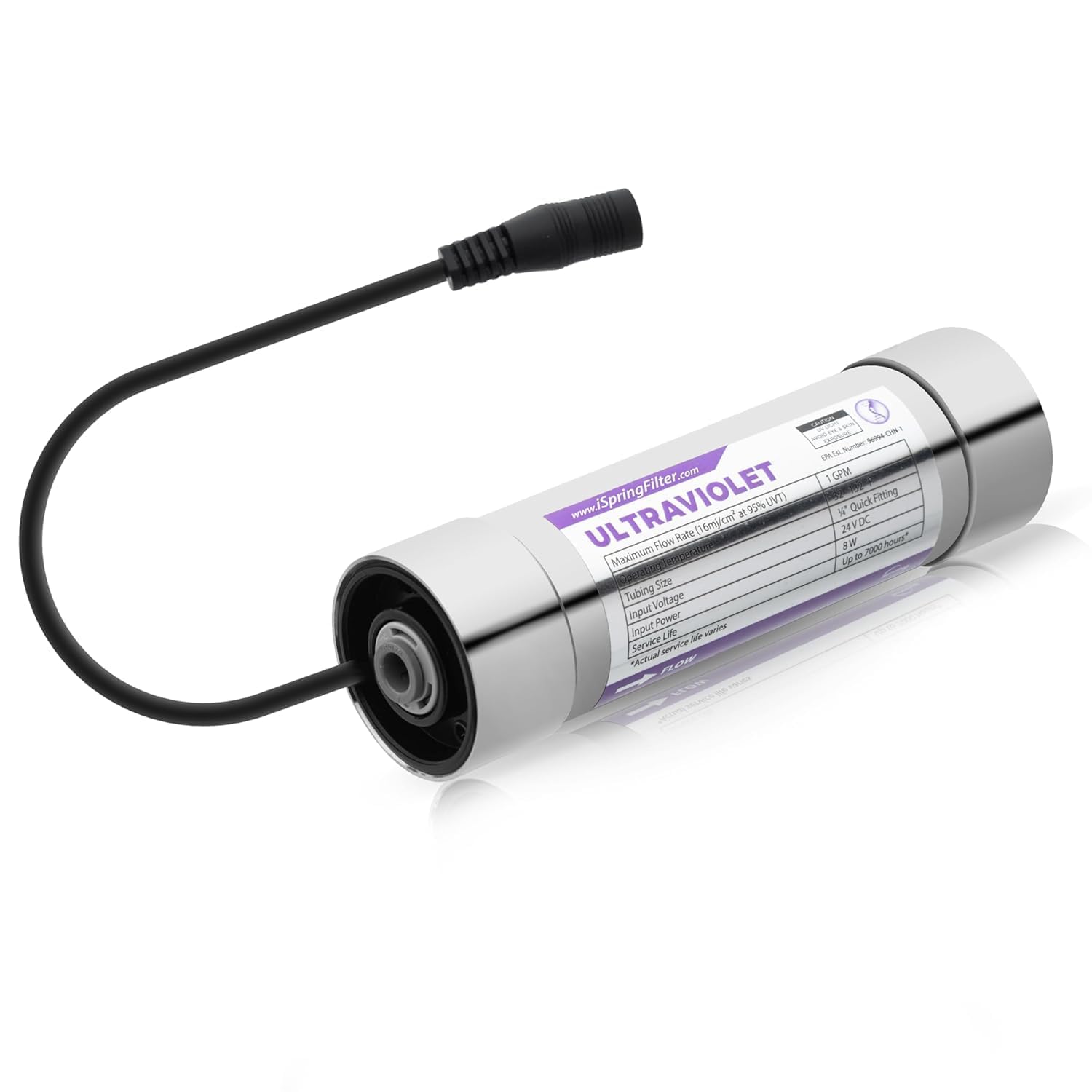 iSpring UVF8-E Filtro Acqua UV LED Acciaio Inox per Sottolavello | UV LED senza Mercurio, Kit per Sistemi Sottolavello, Migliora la Disinfezione dell'Acqua Potabile