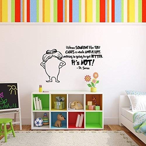 Beach345sley Dr Seuss The Lorax Character And Citation Unless Someone Like You Care A Whole Awful Lot Sticker Mural En Vinyle Pour Enfant Amazon Fr Bricolage