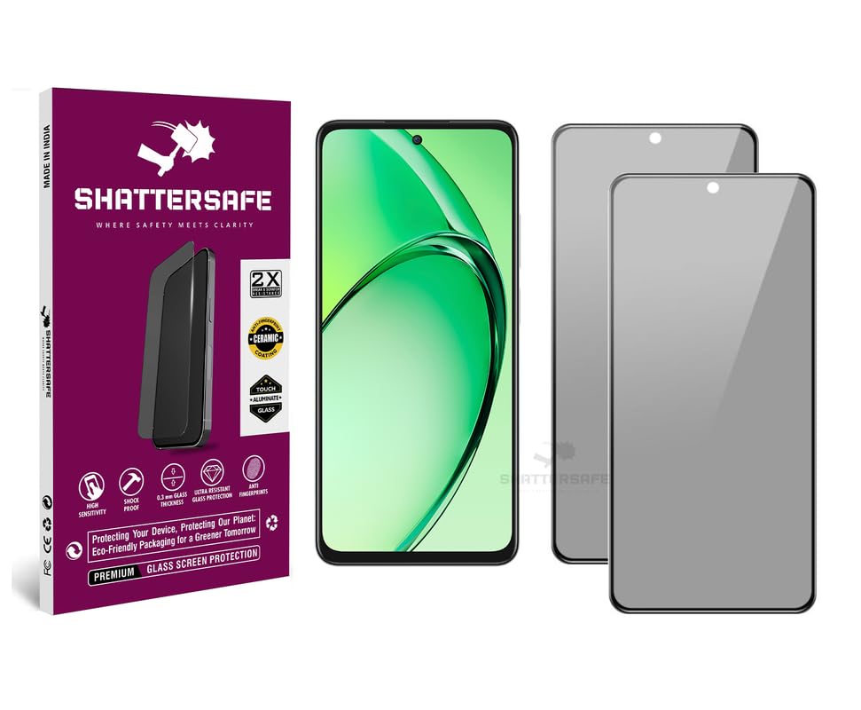 Image of Anti-Spy Privacy Tempered Glass Compatible For Oppo K12x 5G [Pack of 2]. 9H Hardness, Anti-Scratch, Edge-to-Edge Protection With Easy Installation Kit & Case Friendly Fit.