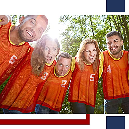 Image of Boyiee Pinnies Scrimmage Vests, Youth Pinnies Nylon Mesh Team Practice Jersey for Sports Basketball Soccer Football(Red and Blue,12 Pcs)