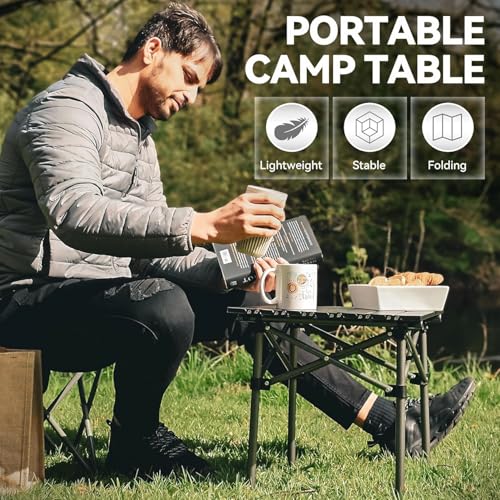 Image of Garden Art Black Folding Portable Metal Camping Table GAFTBL1491-9 | for Garden, Camping, Hiking, Fishing, Picnic | Light Weight Easy to Fold and Carry