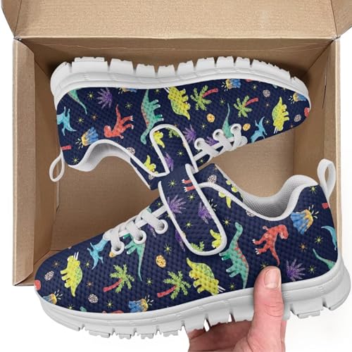 Little Kid Boys Girls Shoes Lightweight Mesh Breathable Adorable Running Sneakers for Little Kid and Big Kid Dinosaur Palm Pattern2
