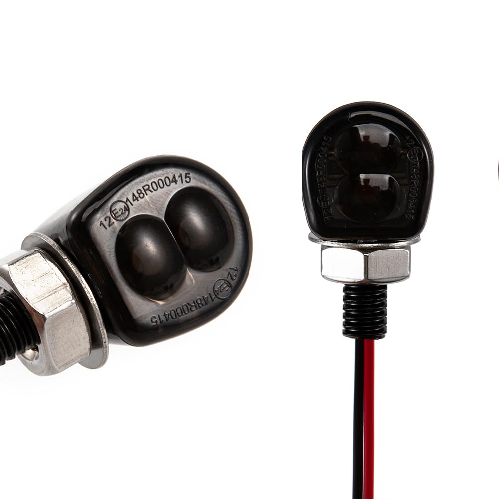 Mini LED moto luz indicadora ámbar lado E24 marcador 12V para custom street moto chopper cruiser scooter cafe racer (Negro)