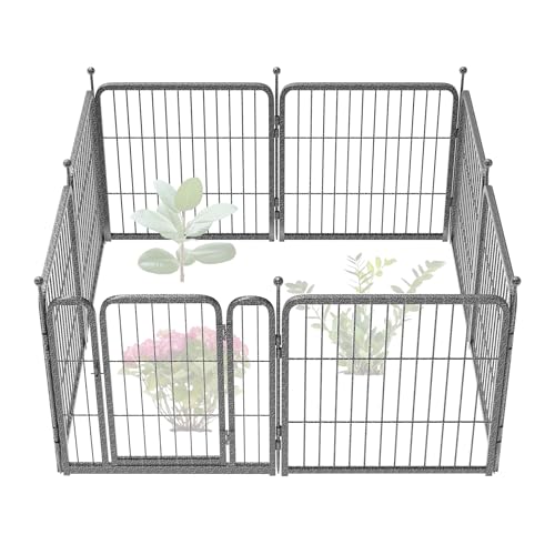Image of FXW Garden Fence Outdoor for the Yard - 24in(H) x 15.2ft(L) Heavy Duty Metal Animal Barrier for Dog, No Dig Decorative Dog Fence, 8 Panels, Silver