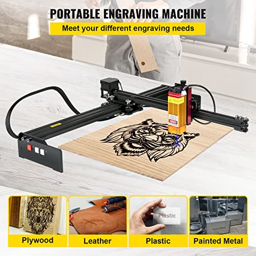 VEVOR Lasergraveermachine, werkbereik 270 x 440 mm, graveerapparaat, 0,02 mm lasergraveermachine, 450 nm graveerfrezen, lasergravure 5,5 W snijmachine, 6000 mm/min, geschikt voor hout, metaal, acryl - Afbeelding 3