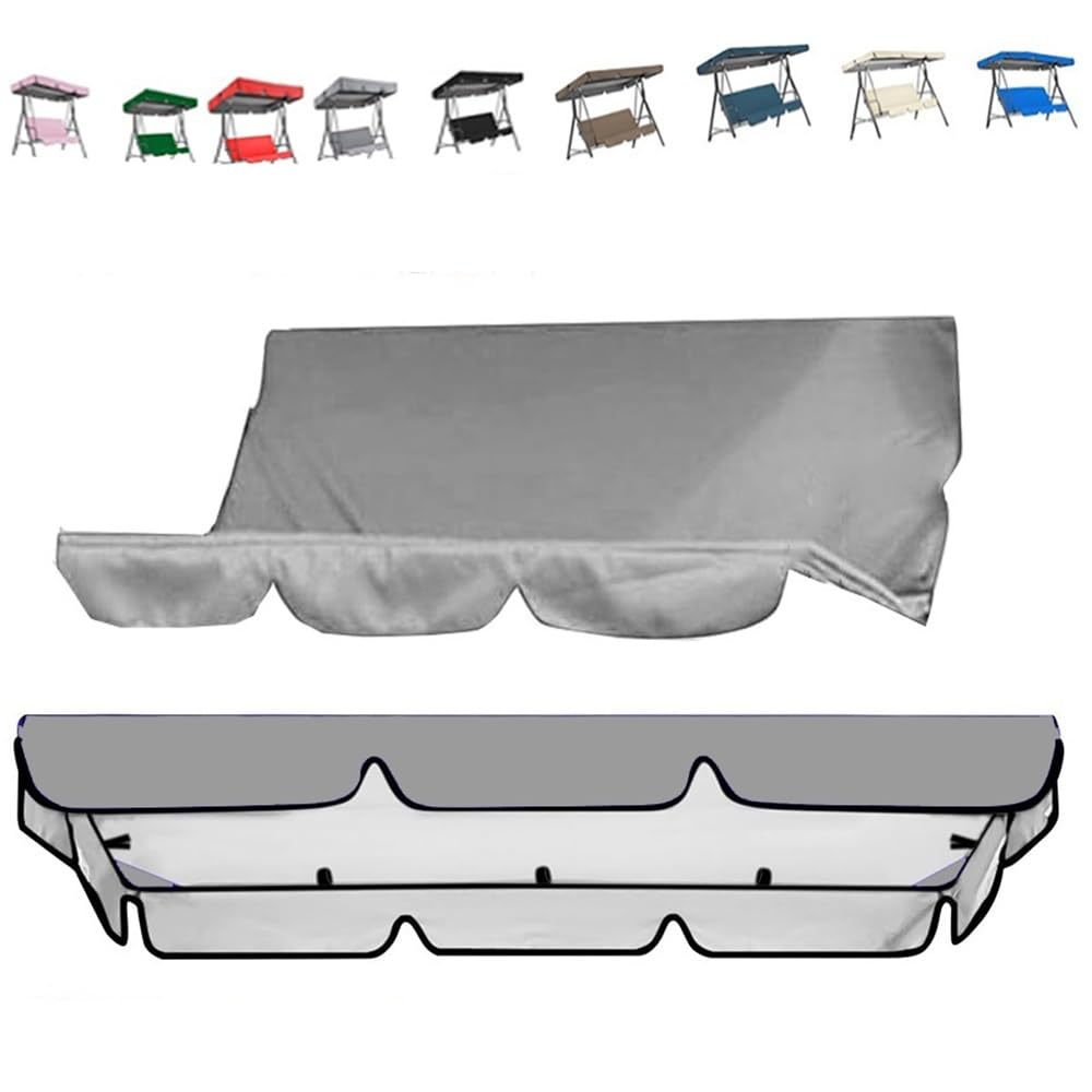 ZYXQQJ Patio Swing Canopy Cover Set 56x47in 65x45in 75x52in Replacement Canopy And Swing Cushion Cover 2 3 Seater Swing Canopy Replacement Cover(Grey,164x114cm/65x45in)