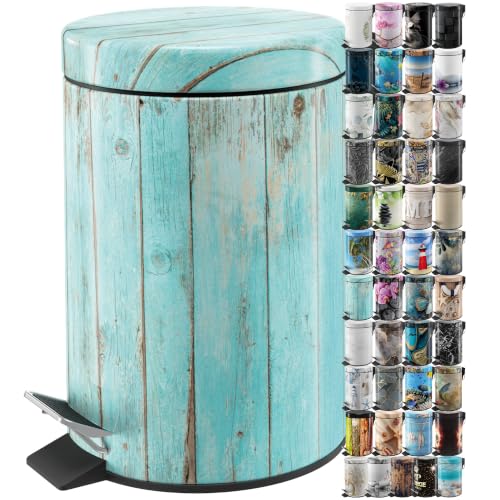 Sanilo Poubelle de Salle de Bain 3L avec système d’abaissement automatique, Nombreuses nouvelles Poubelles à Cosmétiques au choix, Poubelle avec seau intérieur (Lumber)