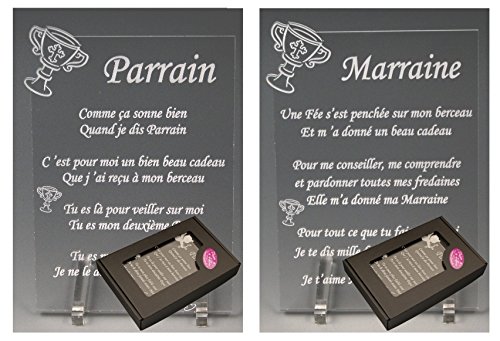 1 Poème Parrain + 1 Marraine - Calice - Baptême & Communion