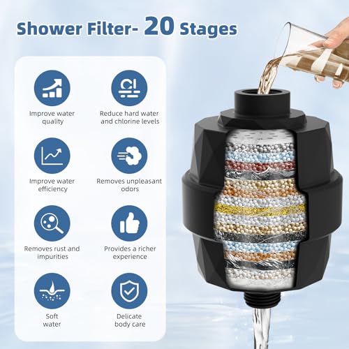 Image of Metal Rain Filtered Shower Head with Handheld, 10 inch High-Pressure,10-Mode