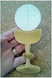 Embroidered Iron On Chalice Patch - Church Patches, Religious Appliques, Patches Wine for Catholic Devotees - Ideal Catholic Patch for Vestments & Religious Garments 5.9 x 2.35 Inch