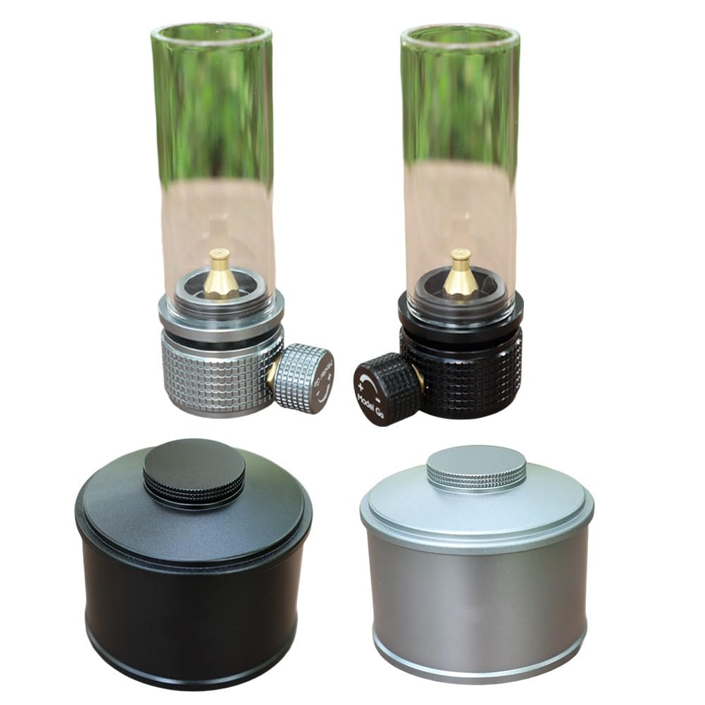 EasyByMall Lanterna a gas per campeggio, lampada a gas portatile per esterni, con contenitore da 100 g, valvola in rame e design a fiamma stabile, per escursionismo, illuminazione tenda