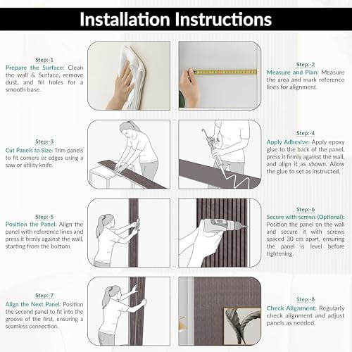 Image of Plantex Louvers Panel for Wall /8 Feet Wall Panels /3D Charcoal Panel for Interior Walls Decor - Pack of 7 Covers - 56 Sq. Ft, Size-1 Feet x 8 Feet (WD-2204)