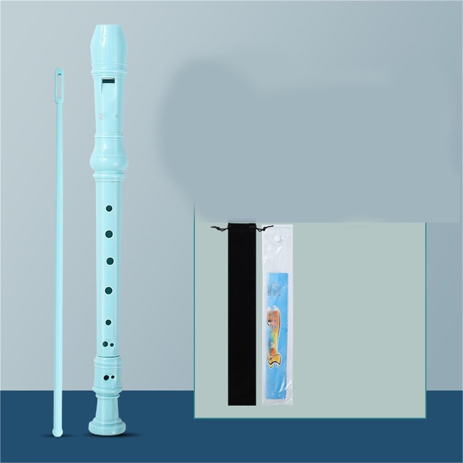 8 Otworowy Flet Prosty Sopranowy (palcowanie Niemieckie) Instrument Dęty Dla Początkujących Drewniany Flet Prosty(Blue)