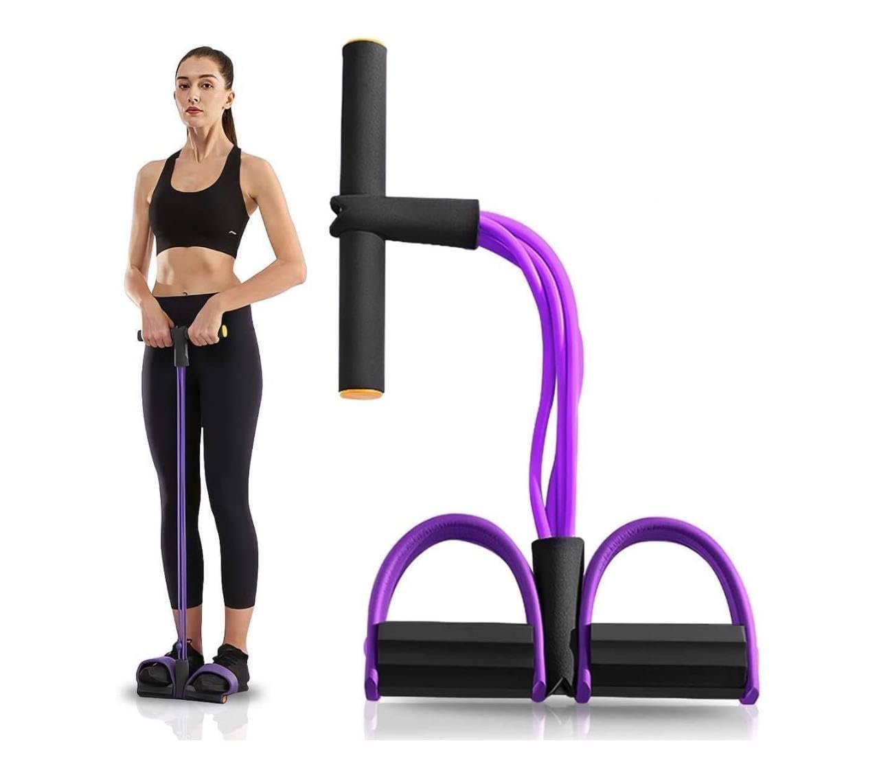 DARNEX Pull Reducer Training Bands 4 Tubes Body Trimmer Pedal Exerciser Yoga Crossfit Exercise,Arm Exercise,Tummy Body Building Training Men-Women (Pull Reducer)-image-33