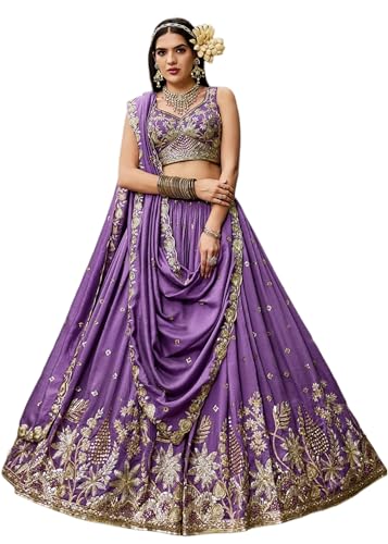 Lehenga Choli en georgette brodée 15647 pour mariage indien