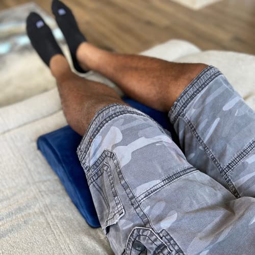 Travel Fanatics Jumbo Extra Firm Half Moon Bolster Pillow - 17.5 Inch X 12 Inch High Density Foam Bolster Pillow For Legs, Back & Foot Pain Support With Removable Cover & Nonslip Bottom - Navy Blue #TOP5