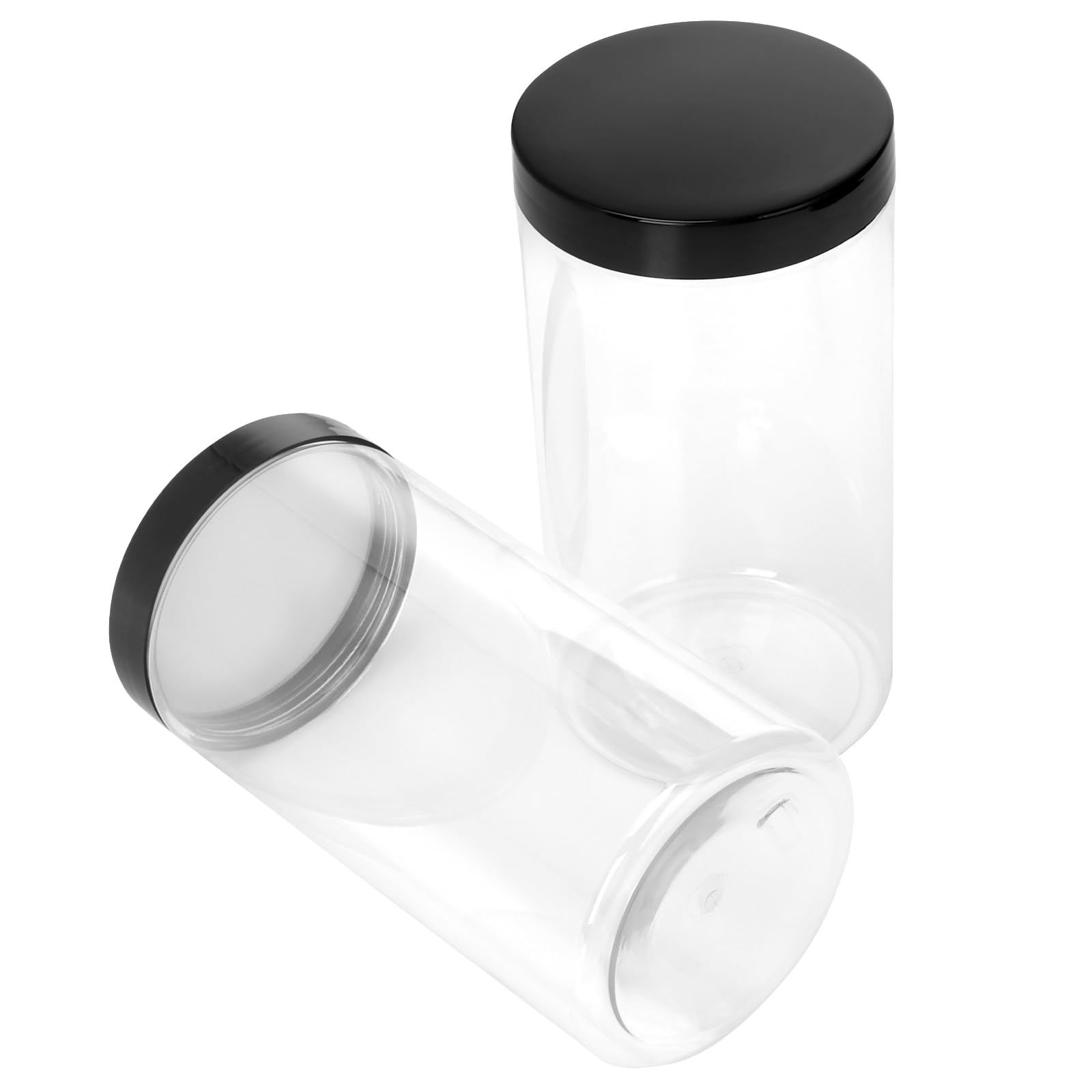 Lot de 12 pots à épices vides en plastique transparent de 1000 ml avec couvercles, pour aliments secs, nouilles, épices