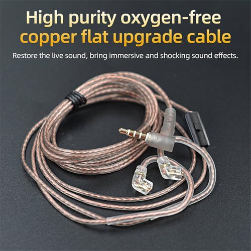 Image of KZ ZS10 Pro Cable with Mic Oxygen-Free Copper 2Pin 0.75mm IEM Cable KZ Earbuds Cable with 3.5mm Plug for KZ EDX Pro ZAS ASX ZSX TRN ST2 CS4 Earphones(C Pin,with Mic)