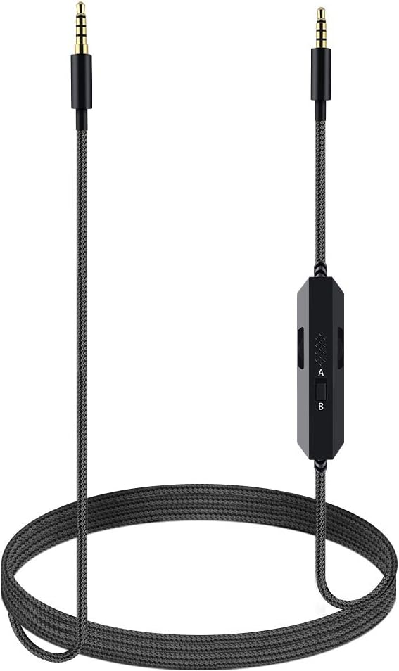 G633 Cable Replacement G933 Cord 3.5mm Headset Audio Aux Mic Braided Compatible with Logitech G633 G933 Artemis Spectrum Gaming Headset Headphones -4.9ft (Black)