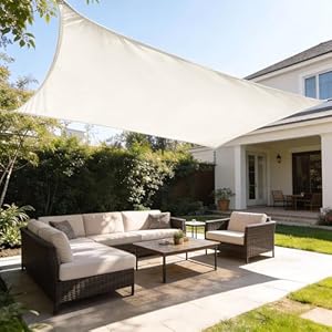 HAIKUS Sonnensegel Wasserdicht Rechteckig 3x4m Sonnenschutz Wasserabweisend Premium PES Polyester mit UV Schutz für Balkon Garten Terrasse Creme