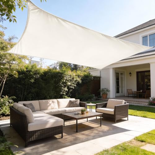 HAIKUS Tenda a Vela Ombreggiante Impermeabile Rettangolare 3x4 m, Protezione Raggi UV 98%, Telo Ombra 4x3, 400x300, Tenda da Sole per Esterno Giardino Terrazzo, Bianca beige